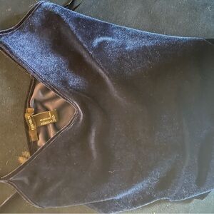 cropped velvet navy tank top